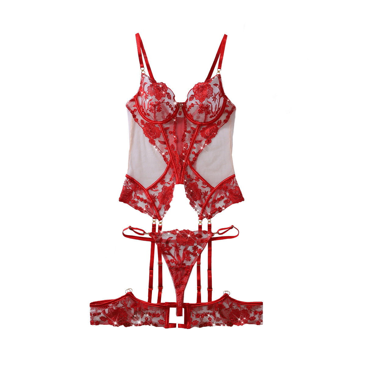 Rose Embroidered Lingerie