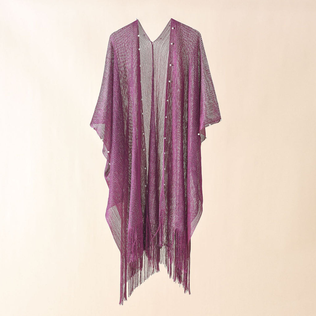 Street Spring Summer Sun Protection Solid Color Pearl Tassel Cardigan Shawl