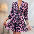 Pajamas Pink Leopard Print Long Sleeve Nightgown Sleepwear