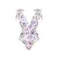 One Piece Swimsuit Women Skinny Slimming Retro Tied Swimsuit Suit Chiffon