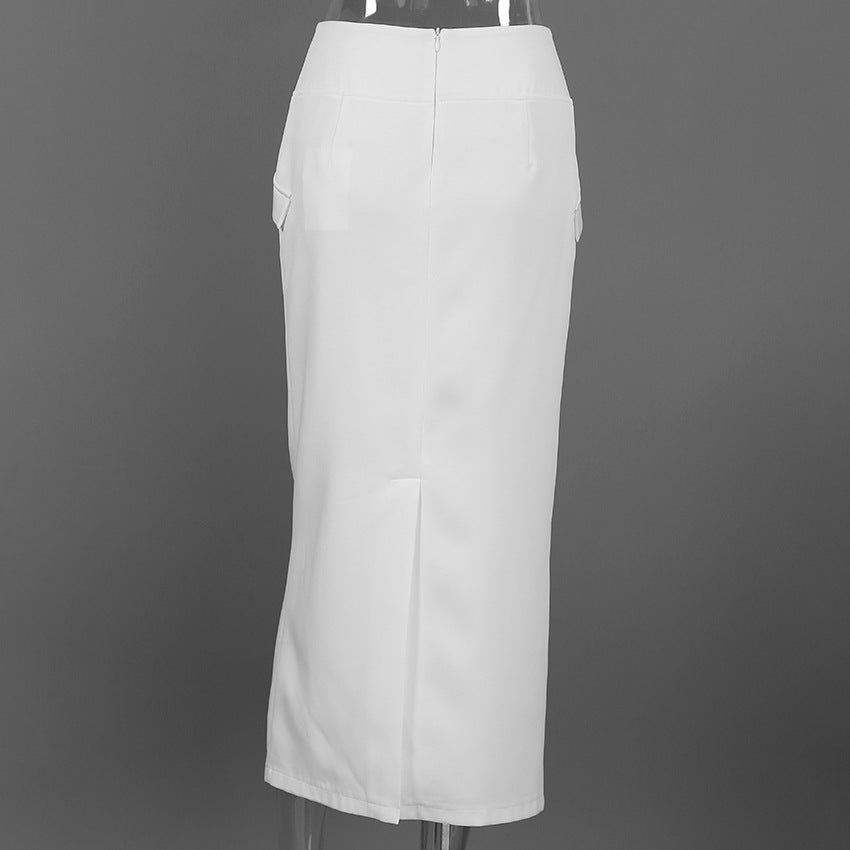 MUNSIEUR Retro Straight Skirt for Women Spring A line