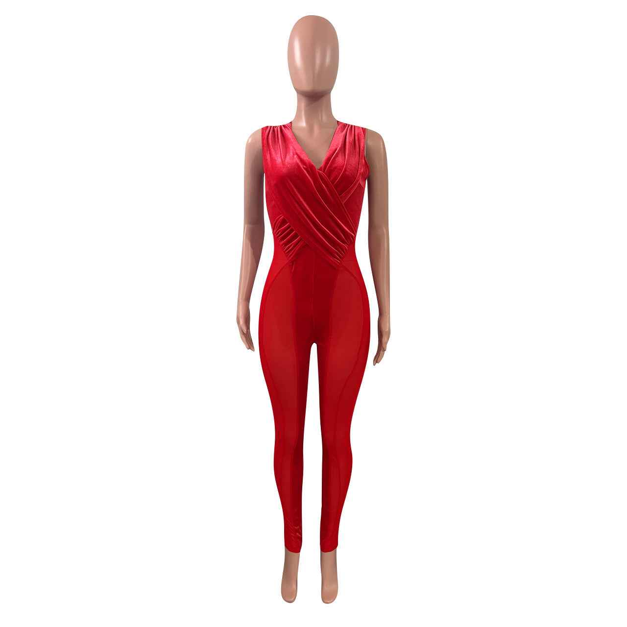 Mesh Velvet Stitching Jumpsuit