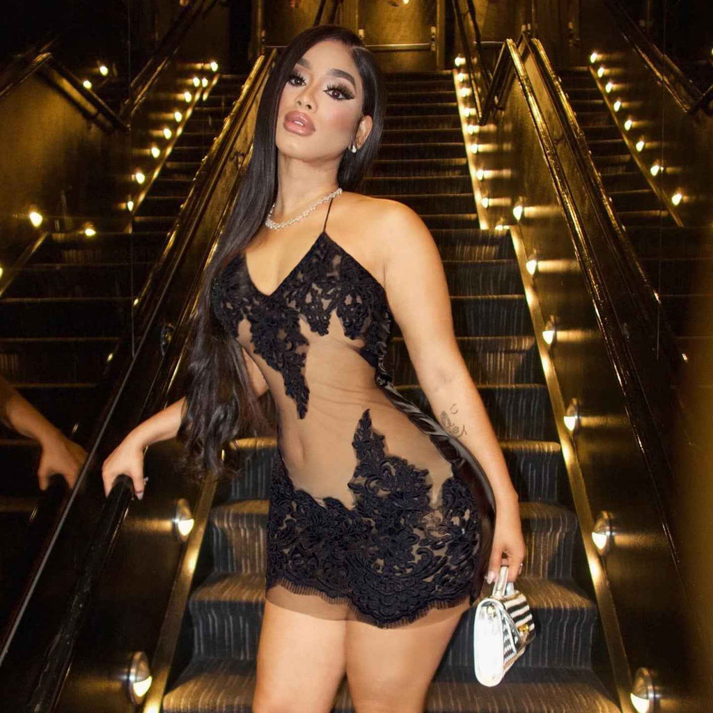 Sexy Mesh Lace Dress Slim Fit Bodycon