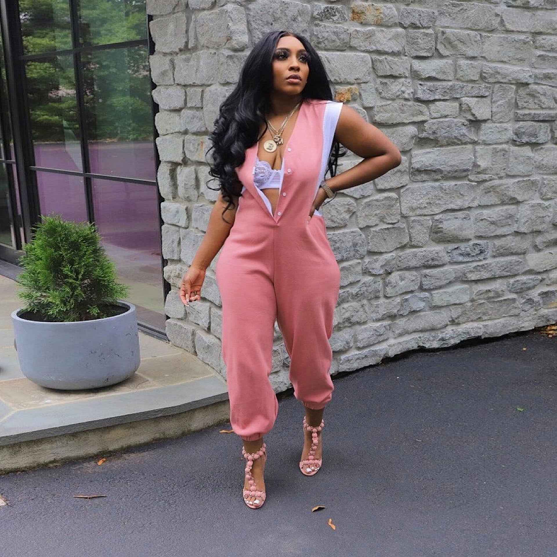 Sexy Slim Fit Solid Color Jumpsuit