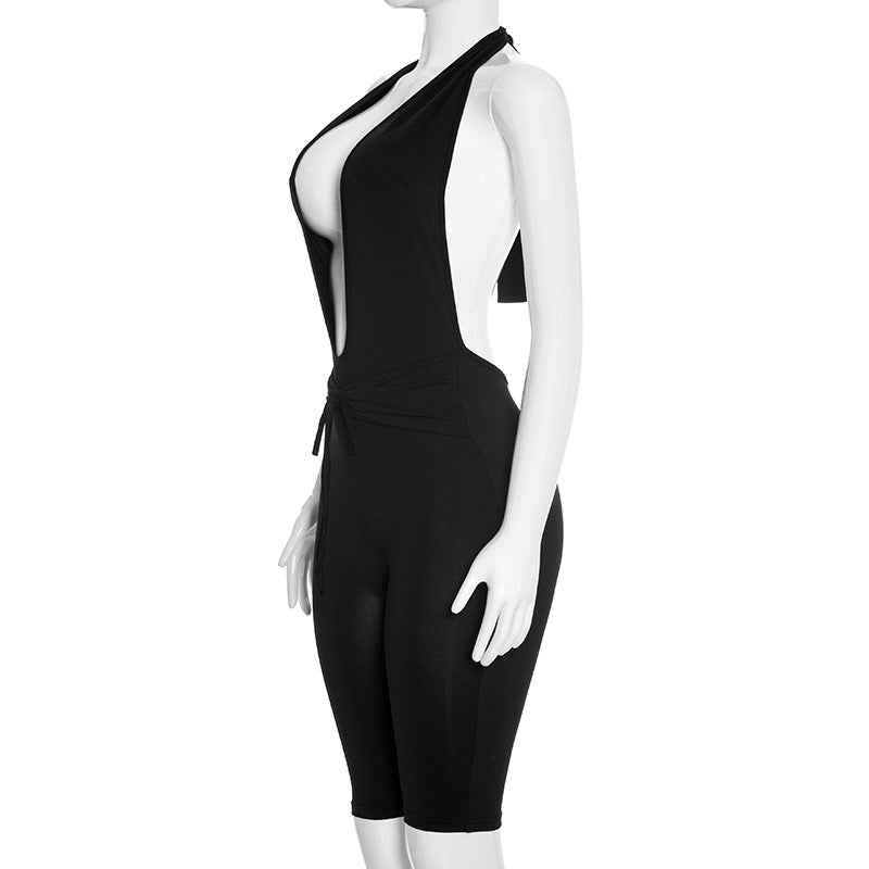 Elegant Sexy Sleeveless Deep V Plunge Halter Jumpsuit