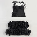 Halter Top Three Dimensional Floral Skirt Set Two Piece Bandage