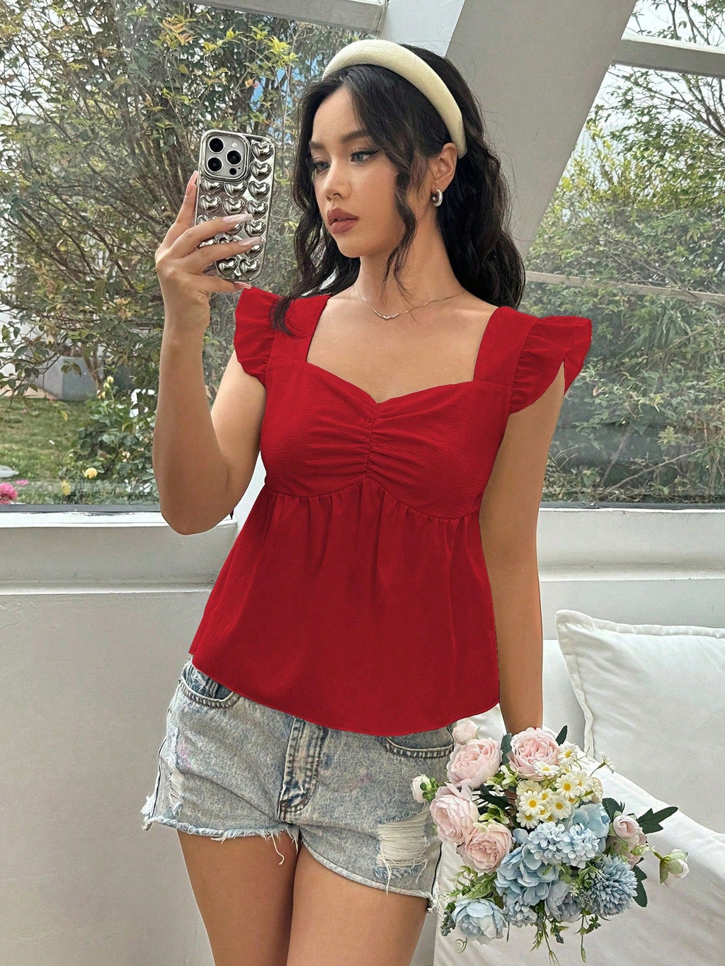 Ruffled Flounced Sleeve Blouse