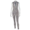 Leopard Print Jumpsuit Hollow Sheath