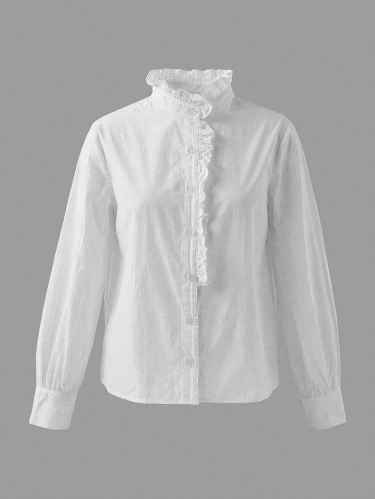 Solid Color Ruffled Blouse