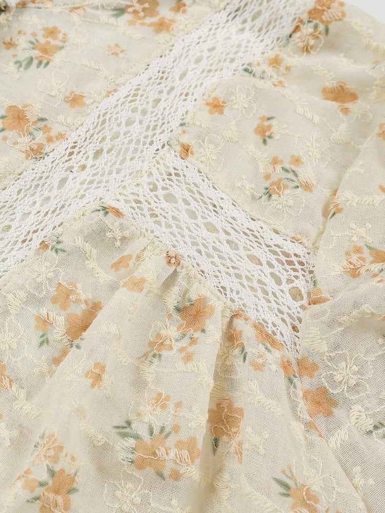 Spring Casual Elegant Lace Stitching Blouse