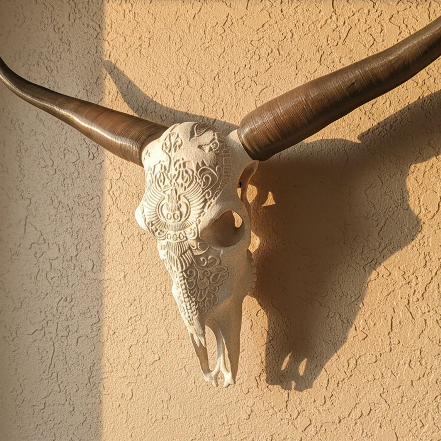 ADG42 Faux Steer Skull and Horns Western Wall Decor