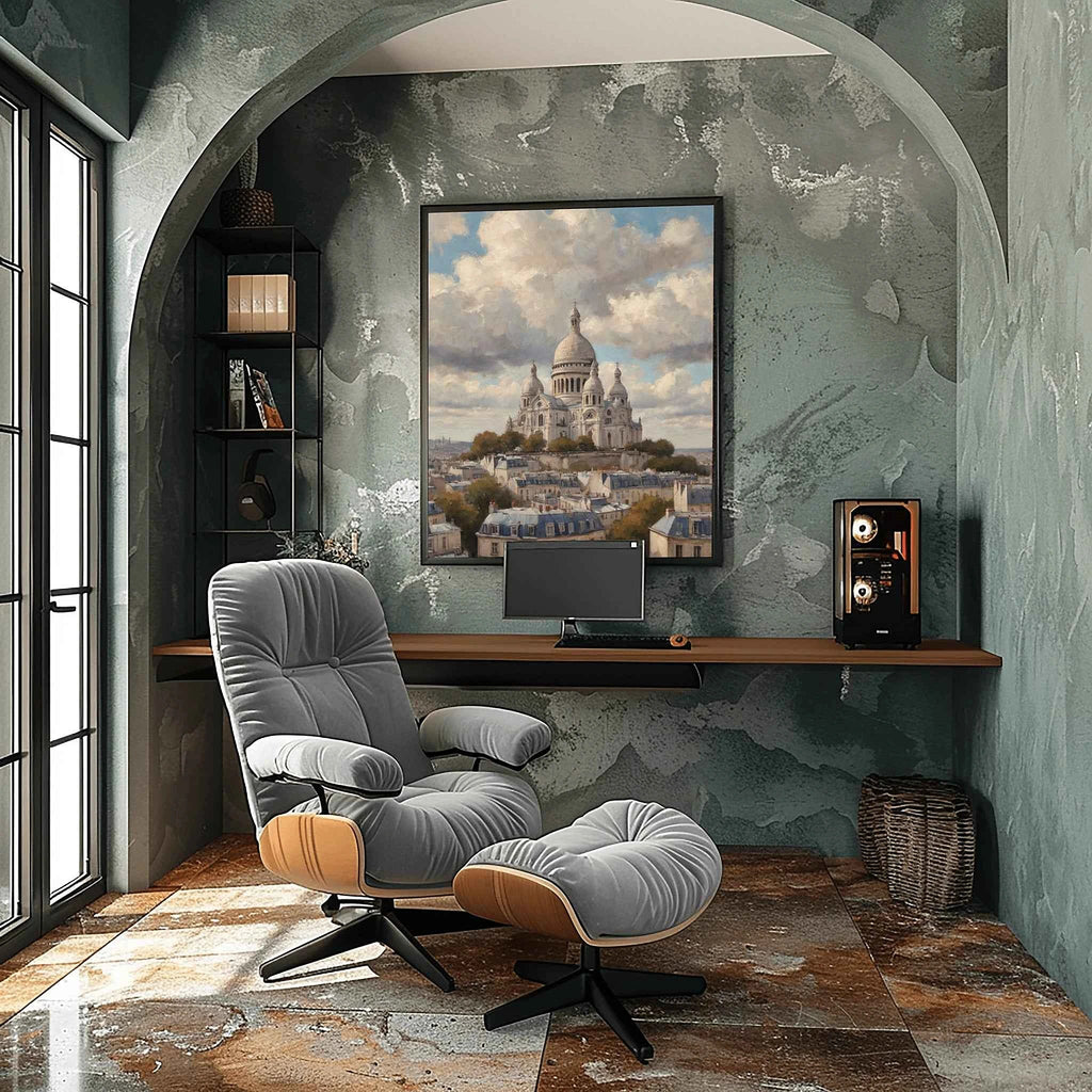 Sacré-Cœur Zenith: Majestic Montmartre Basilica & Paris Rooftops Oil Painting