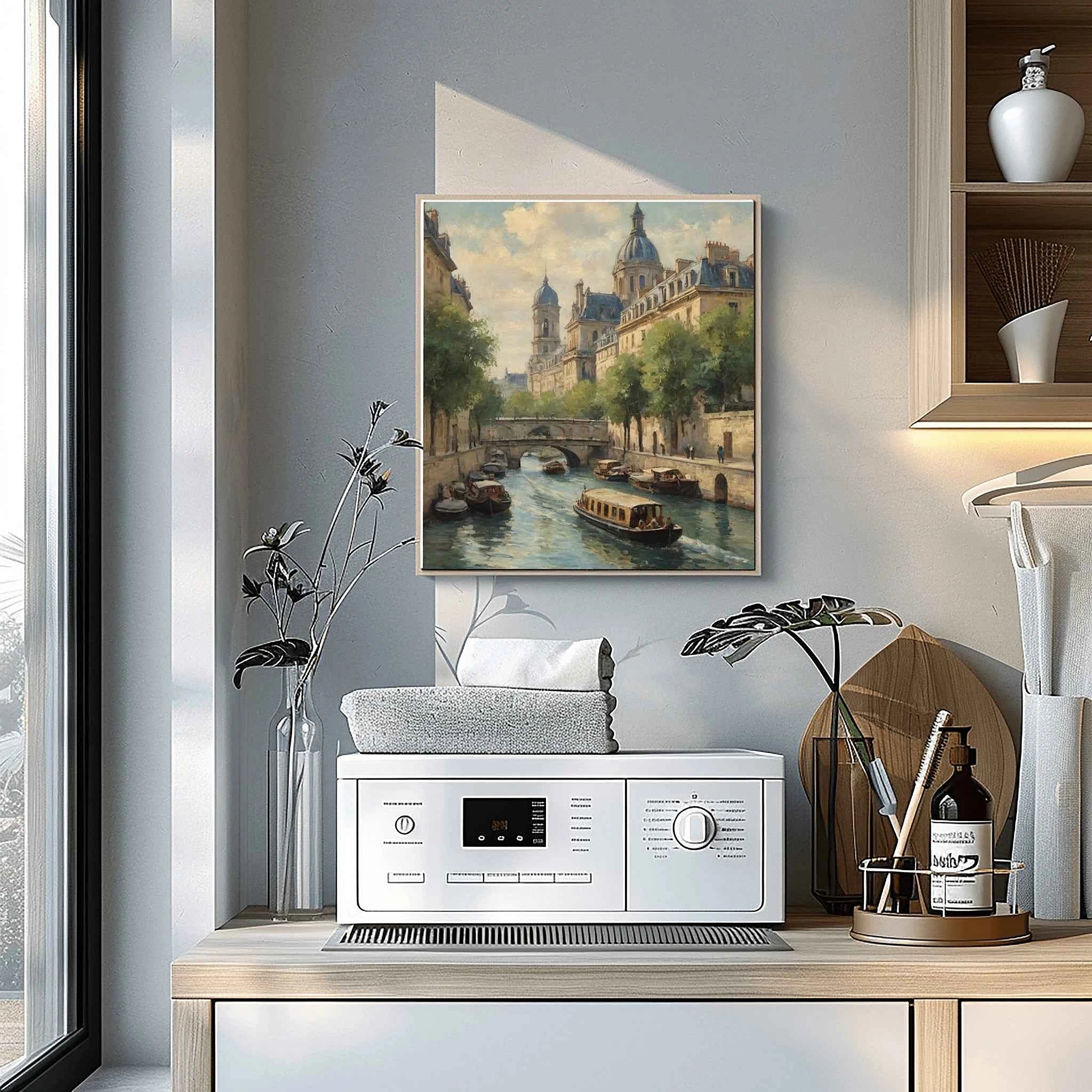 Seine Serenity: Iconic Paris River Cruise & Historic Waterfront Oil Painting