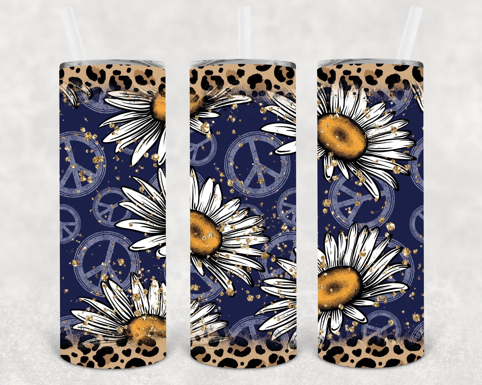 Peace Sign Daisies 20 oz Skinny Tumbler