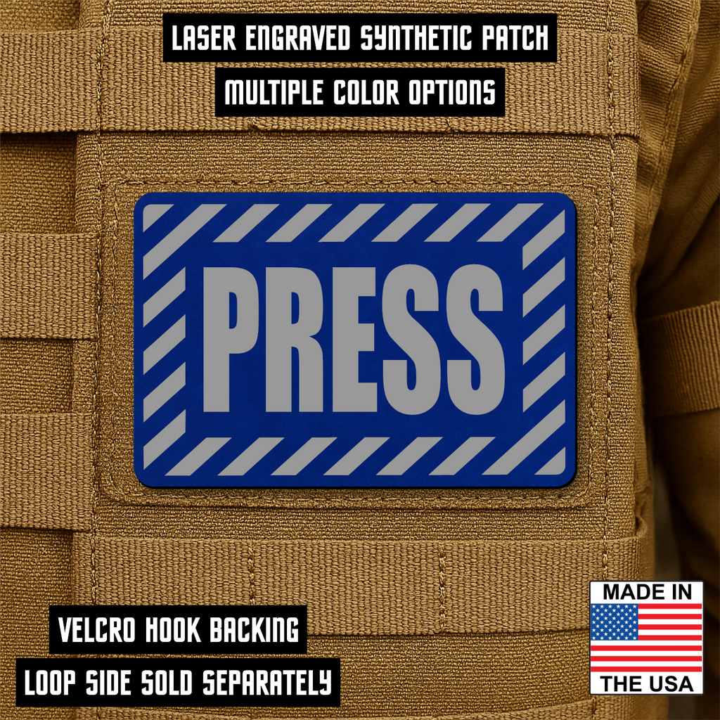 PRESS Media Journalist ID Patch – 2” x 3” Hook & Loop | Made in USA