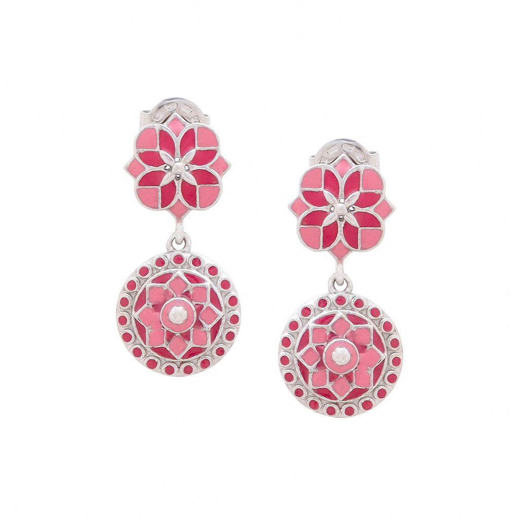 Majestic Pink Mosaic Drop Earrings