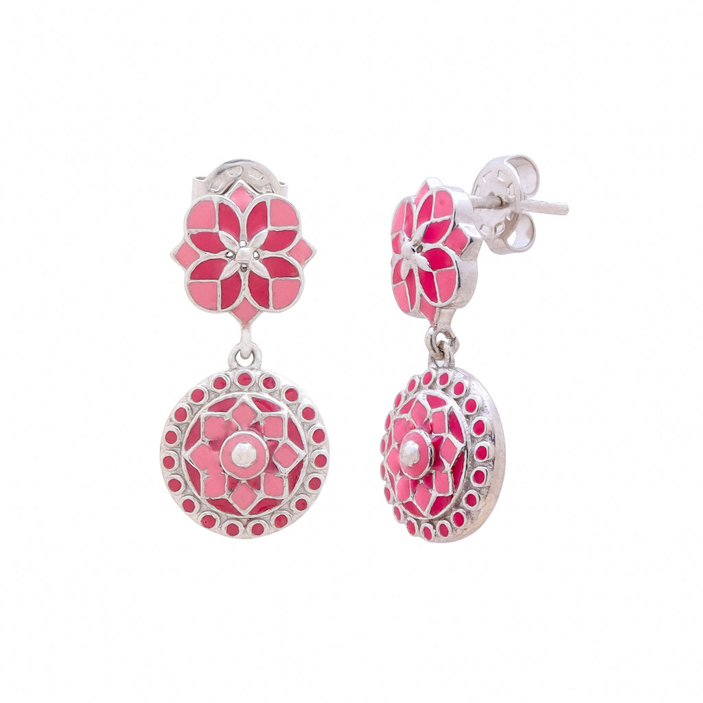 Majestic Pink Mosaic Drop Earrings