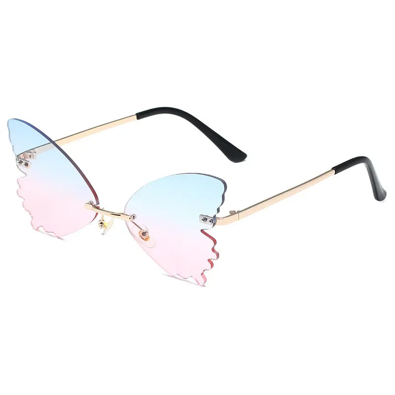 Vintage Rimless Butterfly Sunglasses UV400