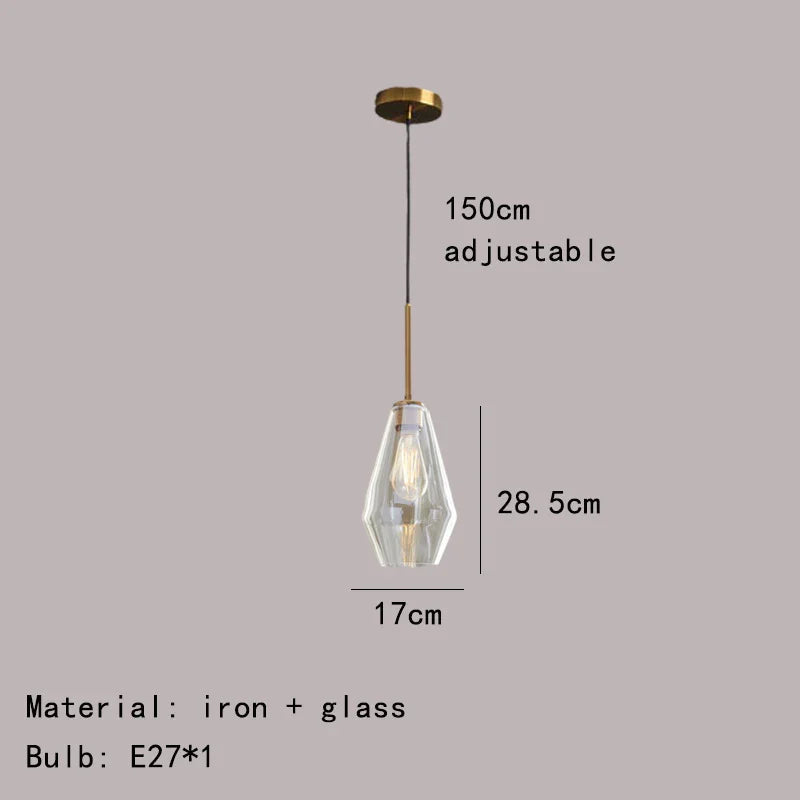 DecorBites™ Gray Amber Glass Pendant Lamp for Home and Office Lighting