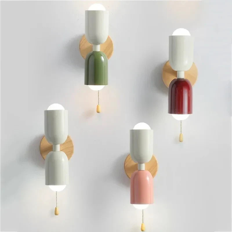 DecorBites™ Cream Zipper Wooden Wall Lamp for Bedroom Living Room Hallway Illumination