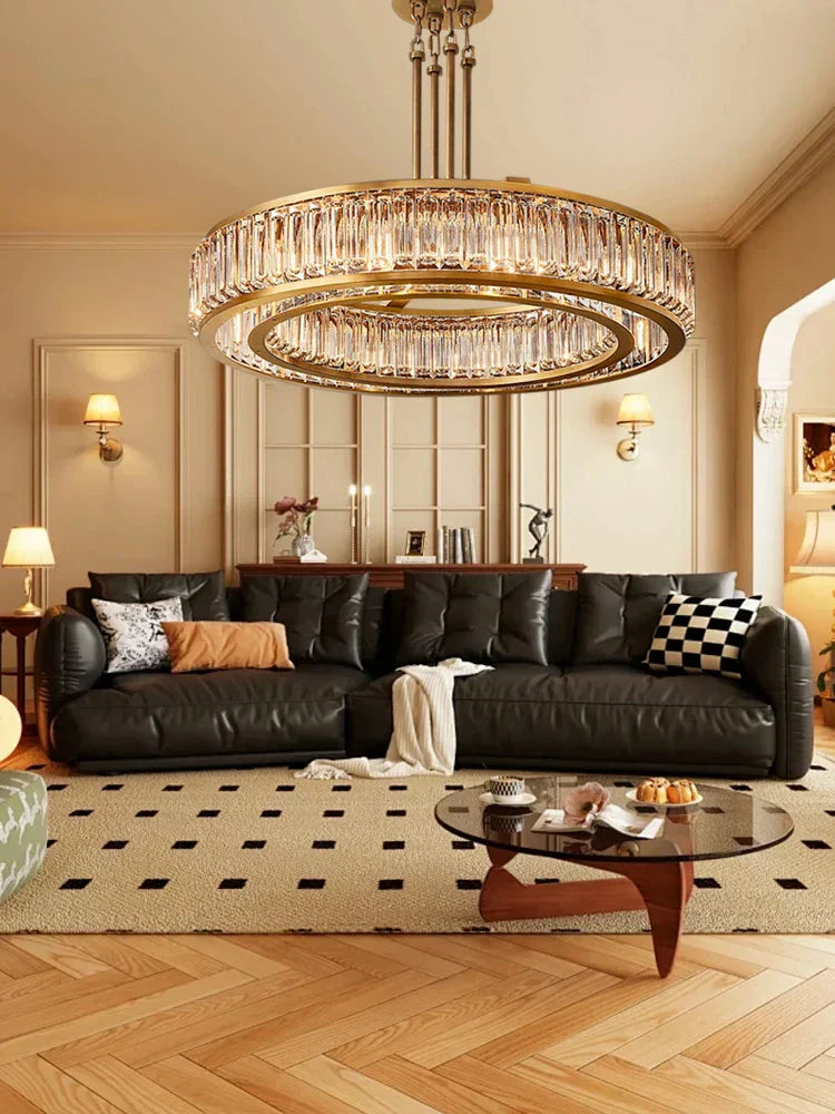 DecorBites™ Gold Crystal Ceiling Chandelier LED Light Fixture for Luxury Home Decor
