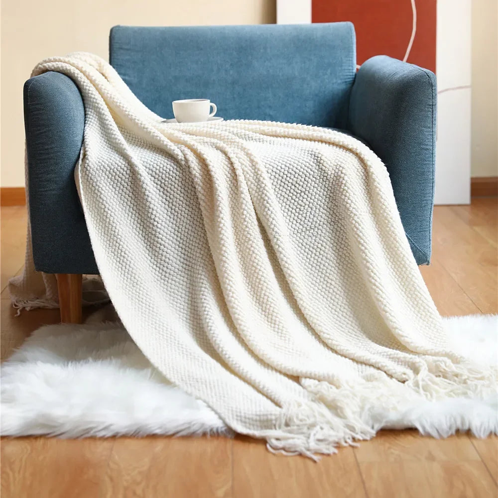DecorBites™ Knitted Pineapple Grid Throw Blanket - Nordic Sofa Blanket for Home Decor
