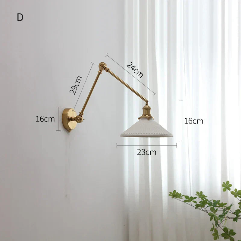 DecorBites™ Copper Swing Arm Wall Lights Sconce Up Down LED Modern Ceramic Lampshade