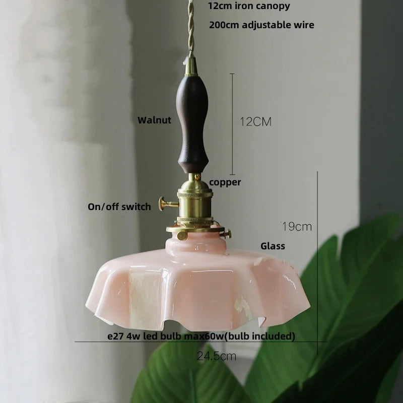 DecorBites™ Green Flower Glass Pendant Light for Kitchen Bar Restaurant, Modern Wire Adjustable Hanging Lamp
