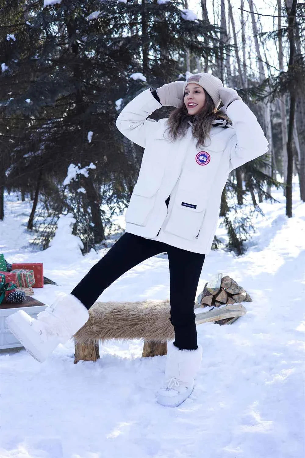 Faux Fox Fur Snow Boots Furry Warm Cotton Boots Female Outdoor Ski Boots