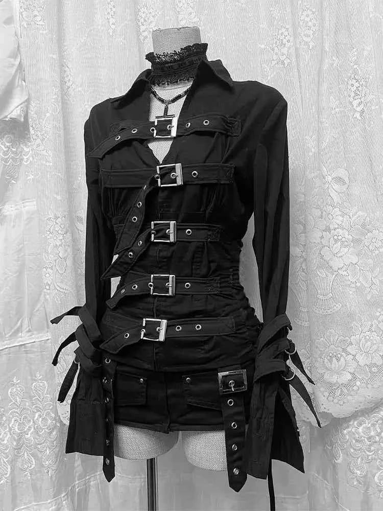 MUNSIEUR Goth Blouse Personalized T-shirt for Women Premium Slim Fit Ruched Streetwear New Arrivals