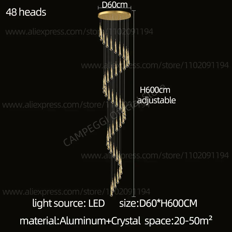 DecorBites™ Crystal LED Pendant Chandelier for Modern Luxury Living Room