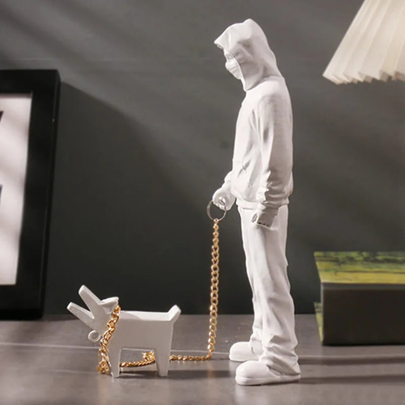 DecorBites™ Dog Sculpture Banksy Statue Modern Pop Art Decor Living Room Office Shelf