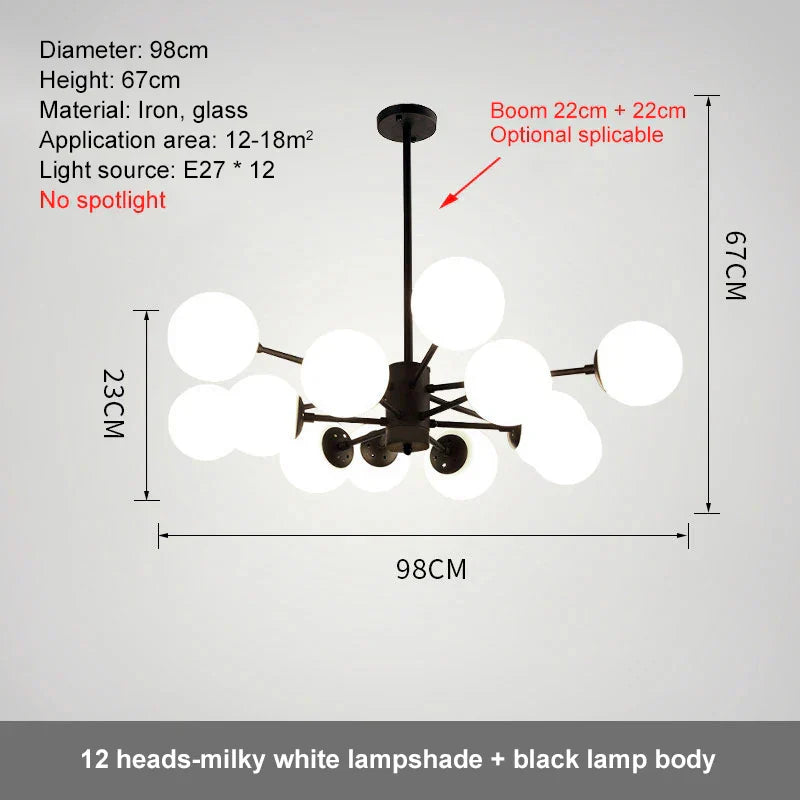 DecorBites™ Glass Ball LED Chandelier for Bedroom and Dining Room