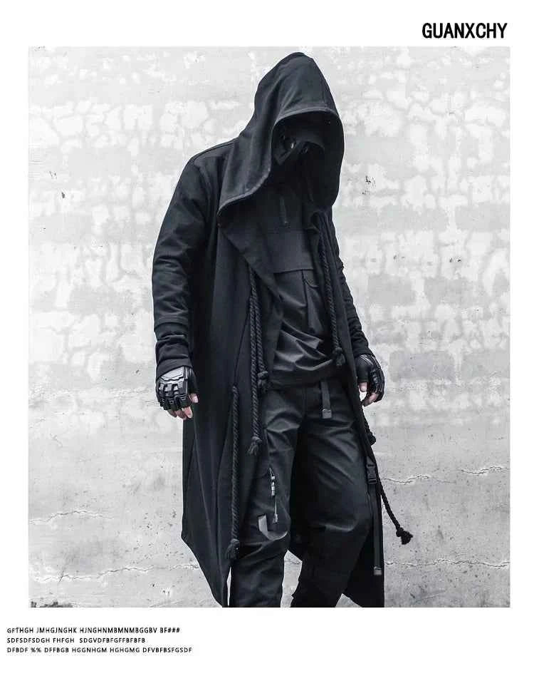 Men's Large Size Windbreaker Gothic Style Hoodie Long