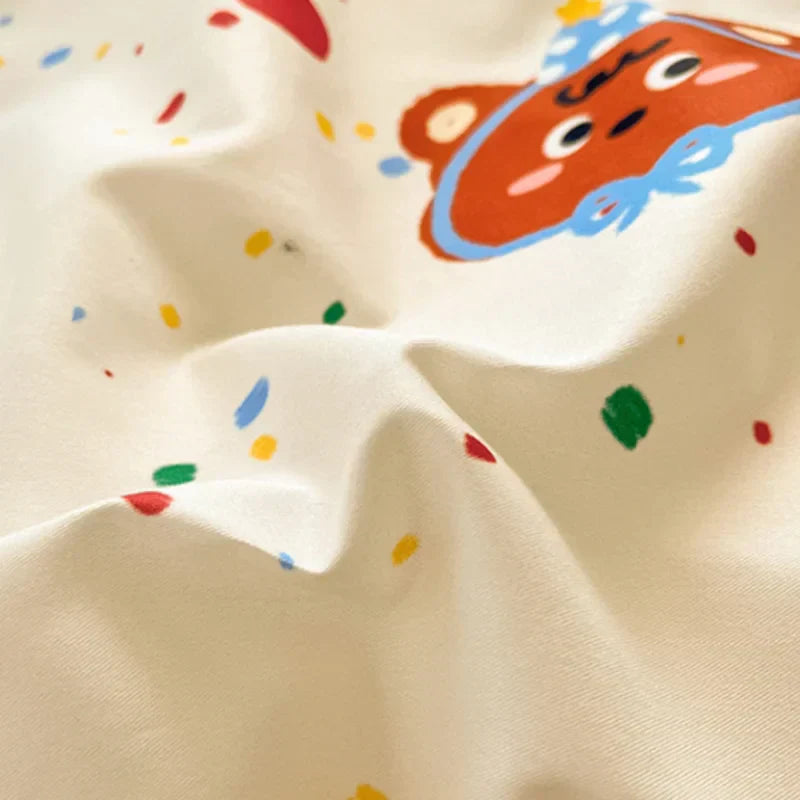 DecorBites™ Cotton Cartoon Printed Bed Set with Non-Fading Floral Patterns for Adults