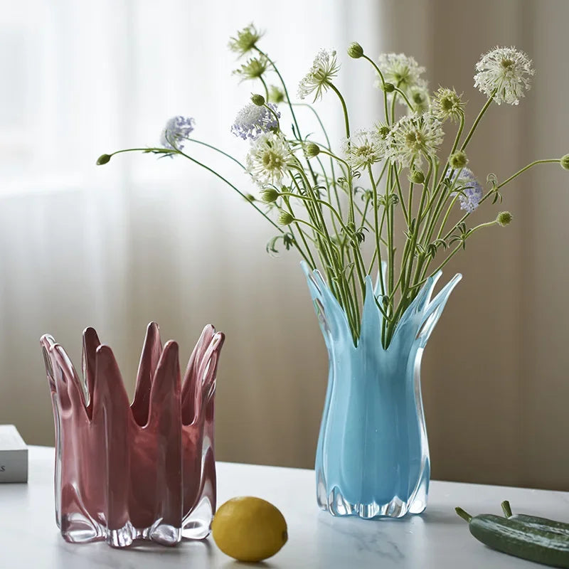 DecorBites™ Geometric Bud Glass Vase for Home Decoration and Storage