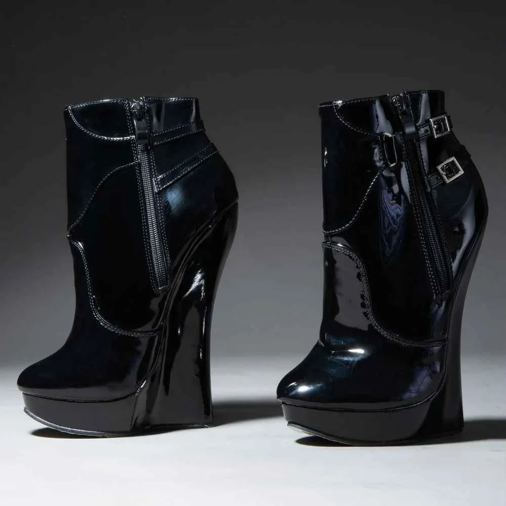18CM High Heel Wedge Platform Fetish Sexy Ankle Boots