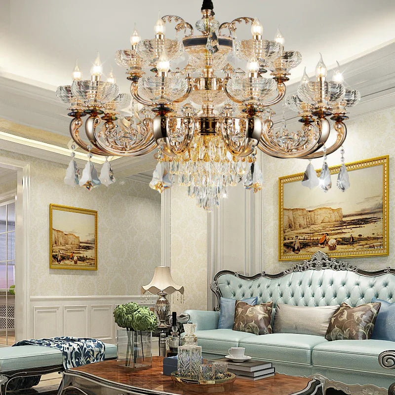 DecorBites™ Jade Crystal Chandelier: Elegant European Living Room Lamp