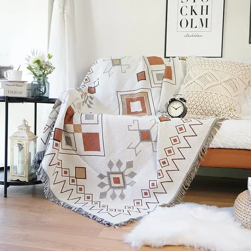 DecorBites™ Double-sided Ethnic Tapestry Sofa Blanket