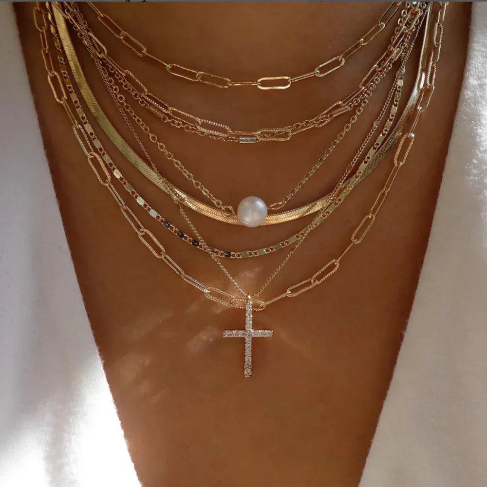 Boho Multi-Layer Crystal Pendant Necklaces