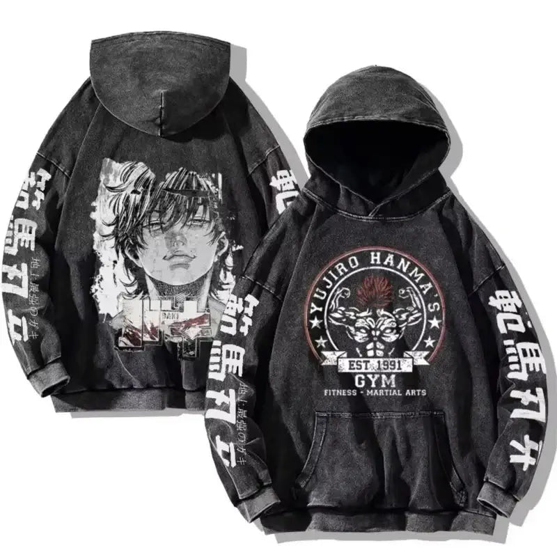 Baki Hanma Anime Print Hoodie Vintage Streetwear
