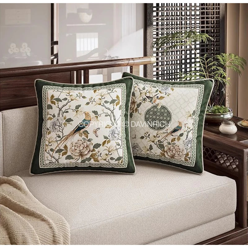 DecorBites™ Dream Floral Birds Print Oriental Cushion Covers for Luxury Sofa