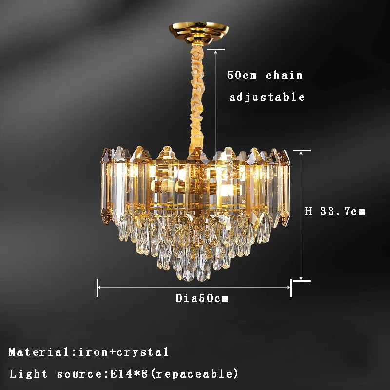 DecorBites™ Gold Amber Crystal Chandelier Lights Modern Room Decor Hanging Lamp