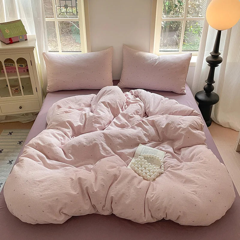 DecorBites™ Cotton Flower Print Bedding Set - Romantic High-Density Comforter for Adults