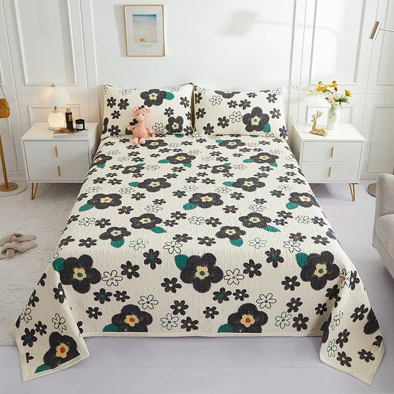 DecorBites™ Cotton Double Bedspread Set with Floral Design for Healthy Home Bed Decor