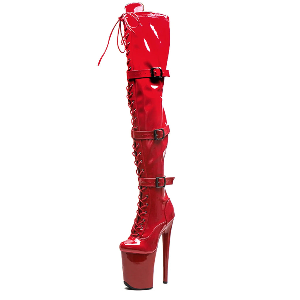 Women's 8" Stripper Heels Thigh High Heel Boots, Over The Knee