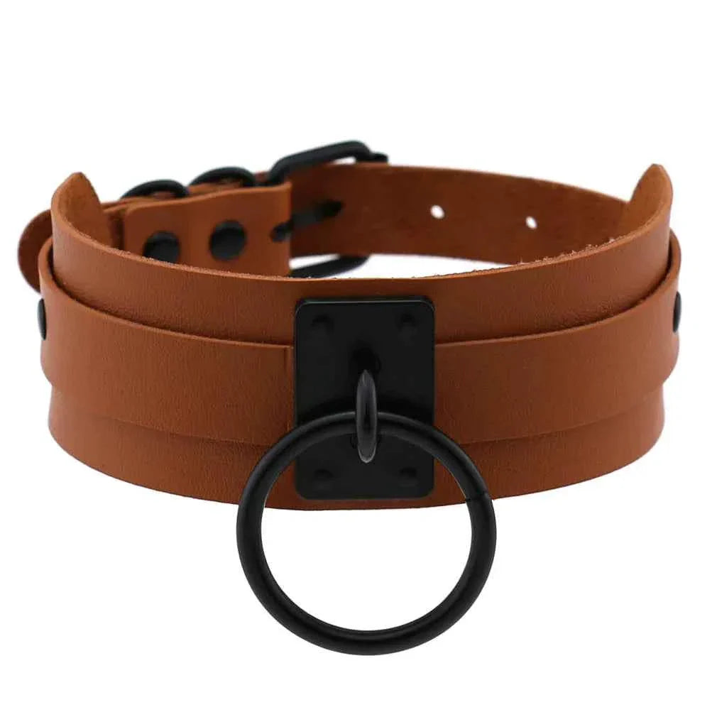 Metal Leather Choker Collar Goth Fashion Accessories