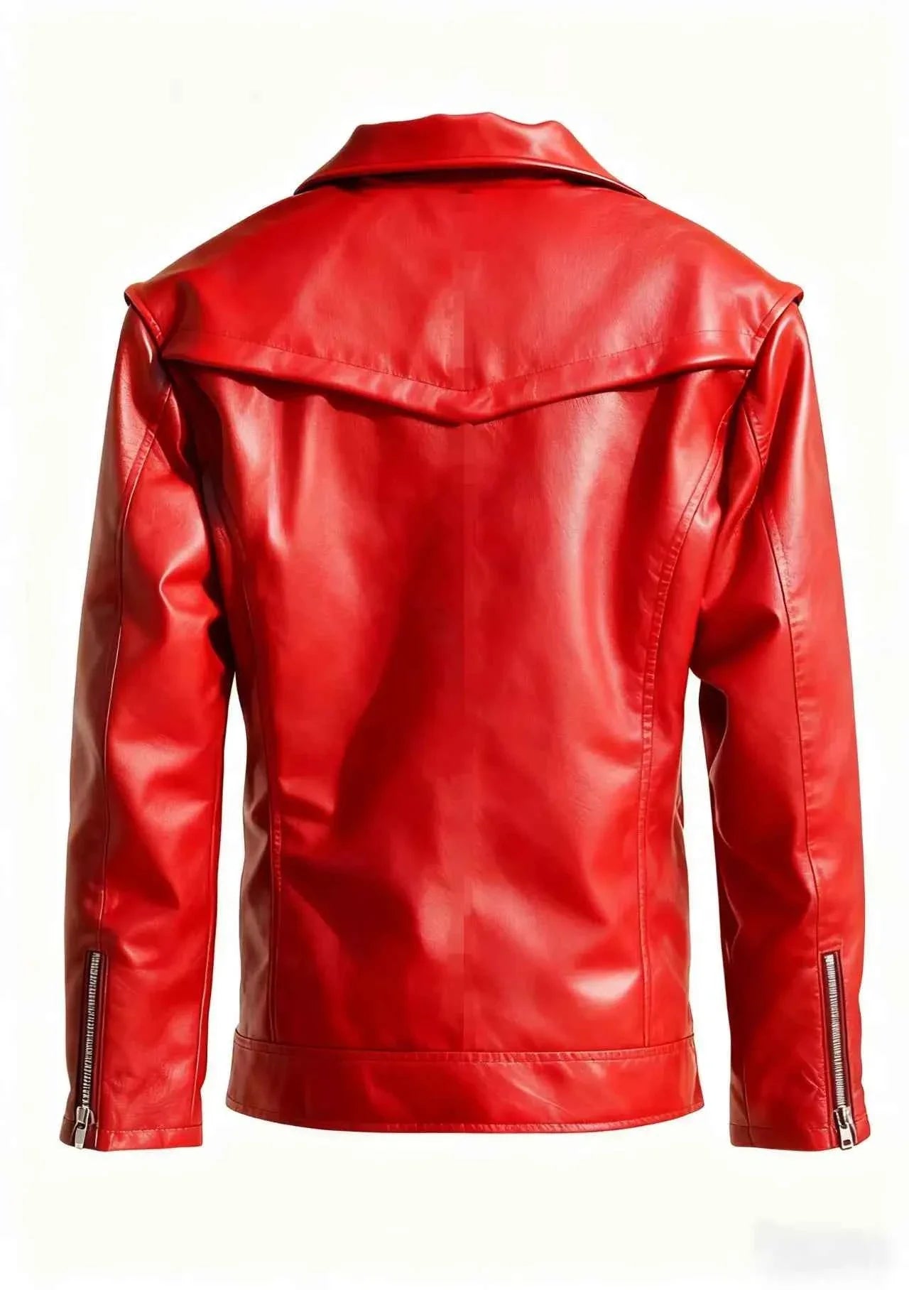 Unisex Oversized Button-down PU Leather Coat with Multiple Zippers Polo Jacket, with Many Zippers