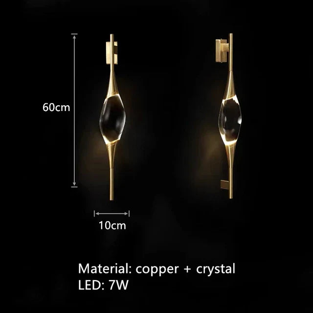 DecorBites™ Crystal Wall Sconce Copper Body Light for Bedside, Stair, Foyer, Dining Room