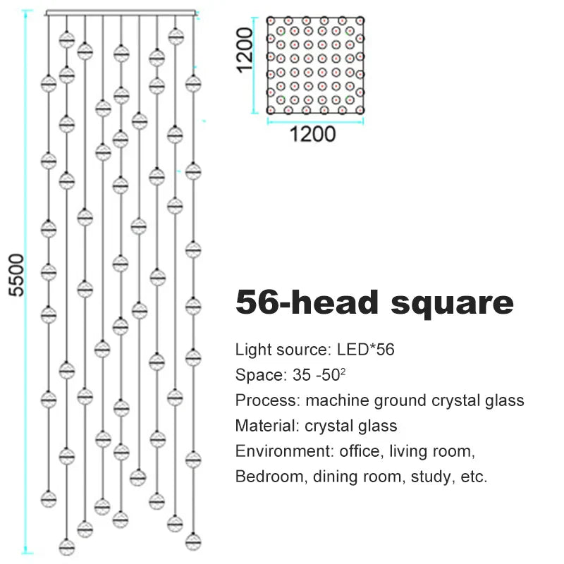 DecorBites™ Crystal Ceiling Chandelier for Staircase & Hallway, Elegant Long Cable Pendant Light